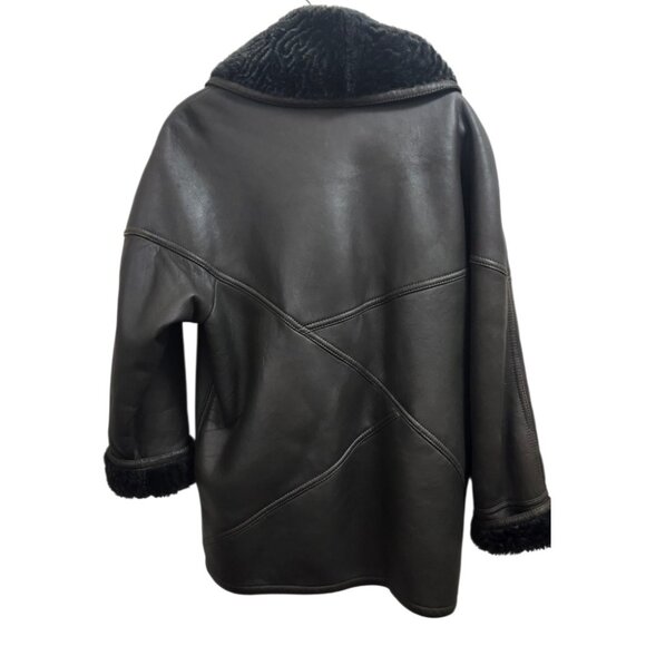 Umberto Olivieri Italy Leather Fur Coat Jacket  Oversized Designer Sparrling - Picture 10 of 16